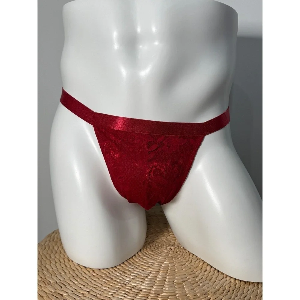 Cosabella‎ Never Say Never Italian Thong Men's Floral Lace Brief Sindoor Red